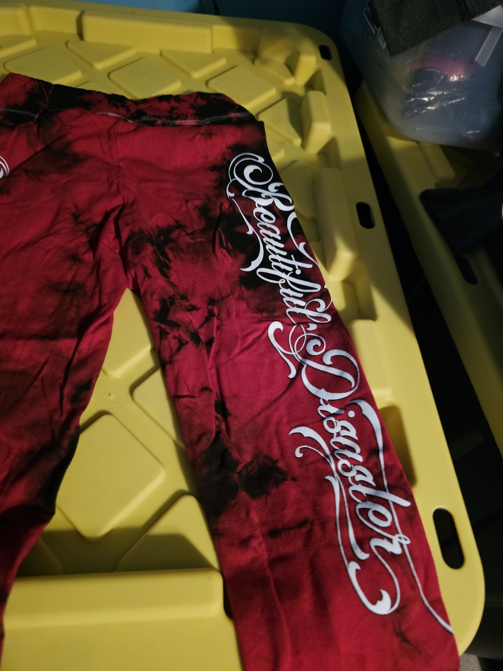 Beautiful Disaster Women's Red Tie-Dye Capris